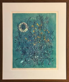 In a Whirl of Caprice Once Again, stampa xilografica astratta a colori, edizione 1/5