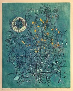 In a Whirl of Caprice Once Again, stampa xilografica astratta a colori, edizione 1/5