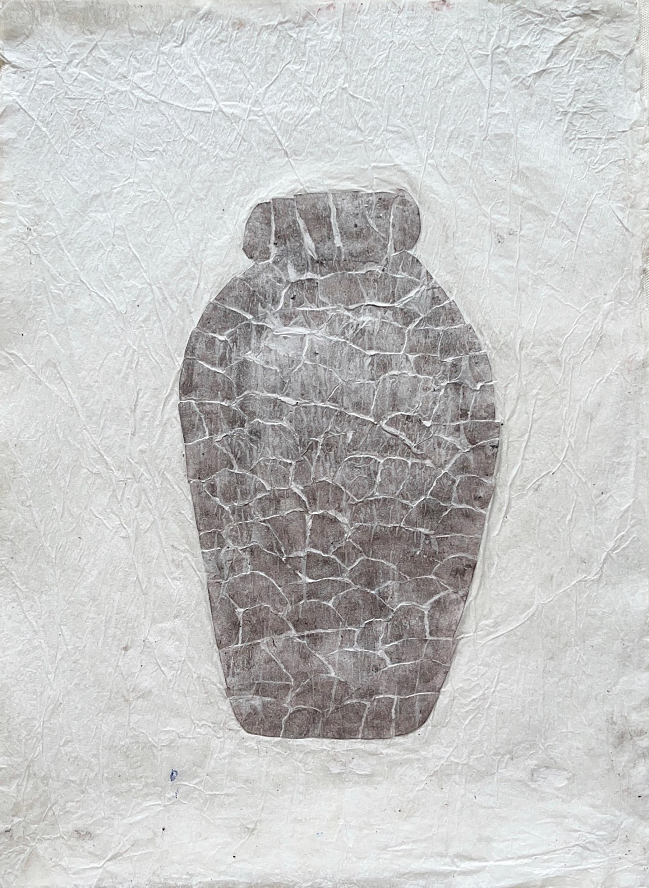 „365 Urnen“, Mischtechnik auf weißem Seidenpapier, Moderne Kunst, 50 x 33 cm – Mixed Media Art von Peter Kramer
