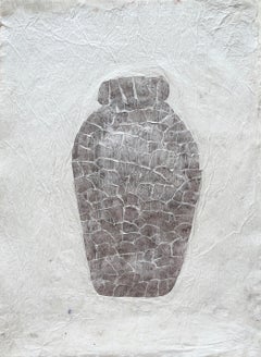 « 365 Urnes », technique mixte sur papier blanc tissu, Art moderne, 50 x 33 cm