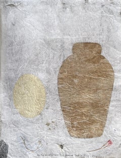 « 365 Urnes », technique mixte sur papier blanc tissu, peinture abstraite, 50 x 33 cm