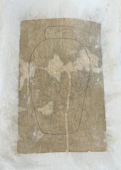 „365 Gefäße“, Mischtechnik auf weißem Seidenpapier, minimalistisch, 50 x 33 cm