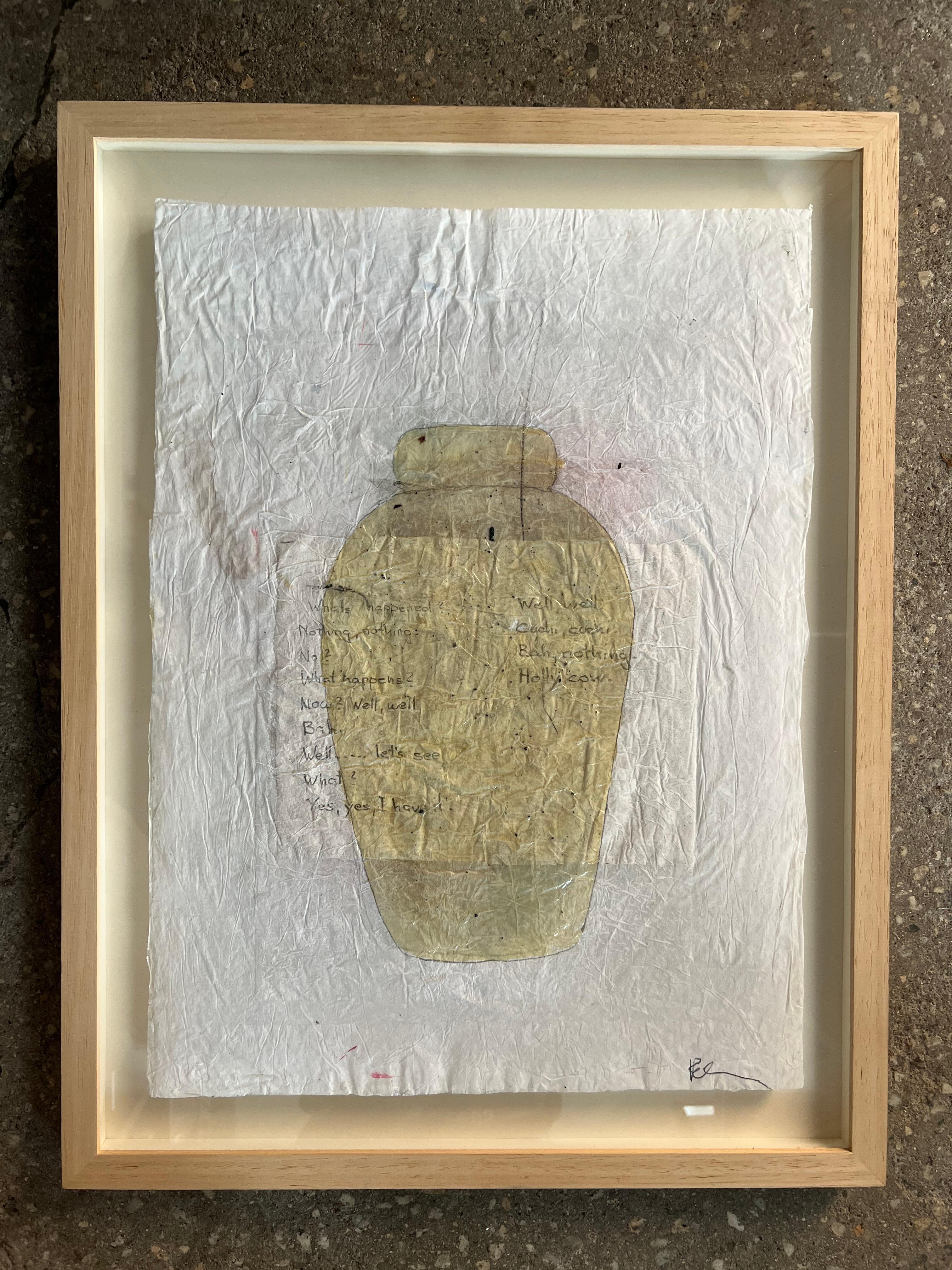 „365 Gefäße“, Mischtechnik auf weißem Seidenpapier, minimalistisch, 50 x 33 cm – Painting von Peter Kramer