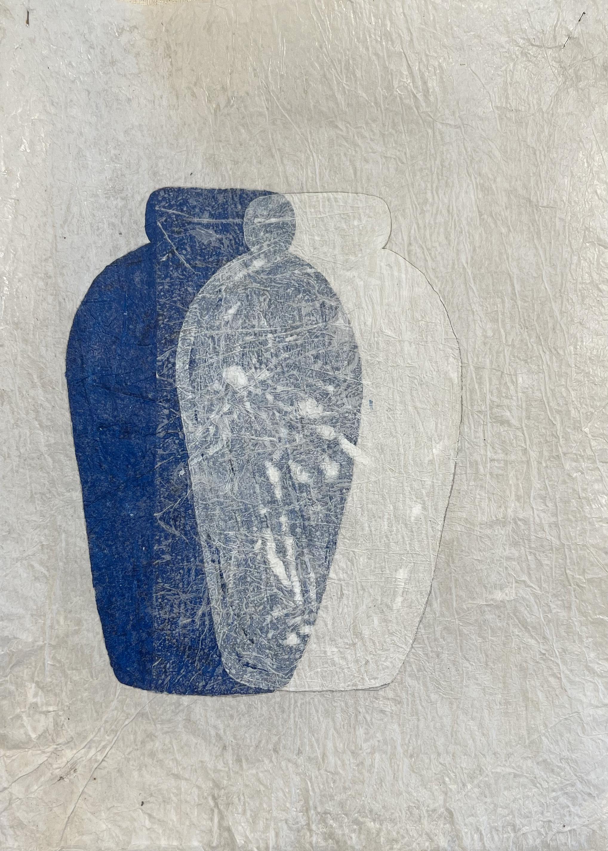„365 Gefäße“, Mischtechnik auf weißem Seidenpapier, minimalistisch, 50 x 33 cm (Postmoderne), Painting, von Peter Kramer