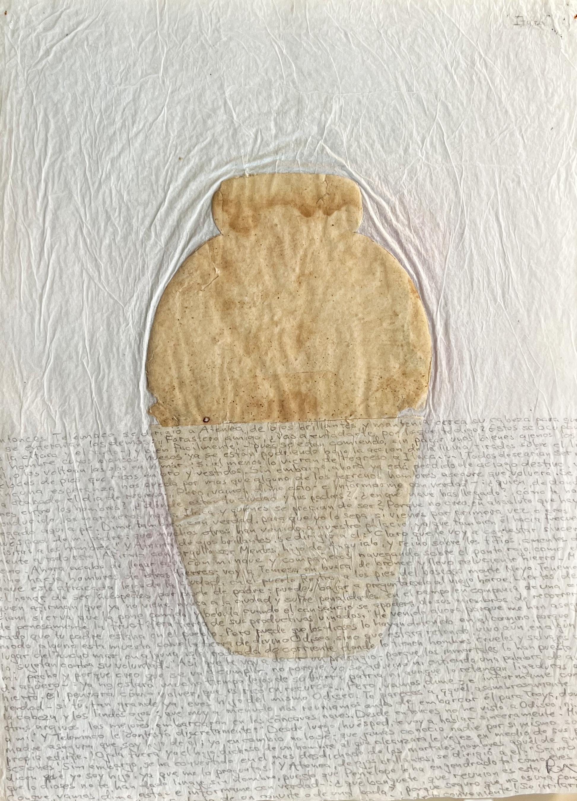 "365 Vessels", Mixed technique on tissue white paper, Minimalist, 50 x 33 cm - Mixed Media Art by Peter Kramer