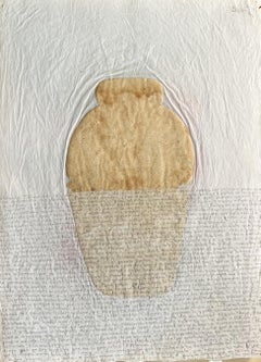 « 365 Vessels », technique mixte sur papier blanc tissu, minimaliste, 50 x 33 cm