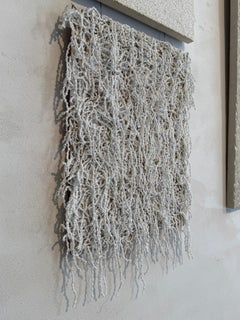 Cascading braided cotton knots on canvas, off-white, thought and texture
