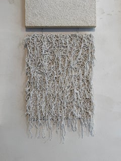 Cascading braided cotton knots on canvas, off-white, thought and texture