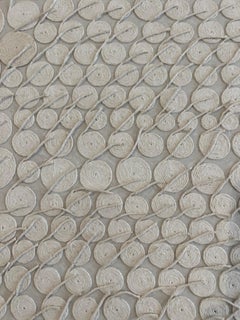 Textile painting, cotton, full of shapes and organic finish, White/Beige.