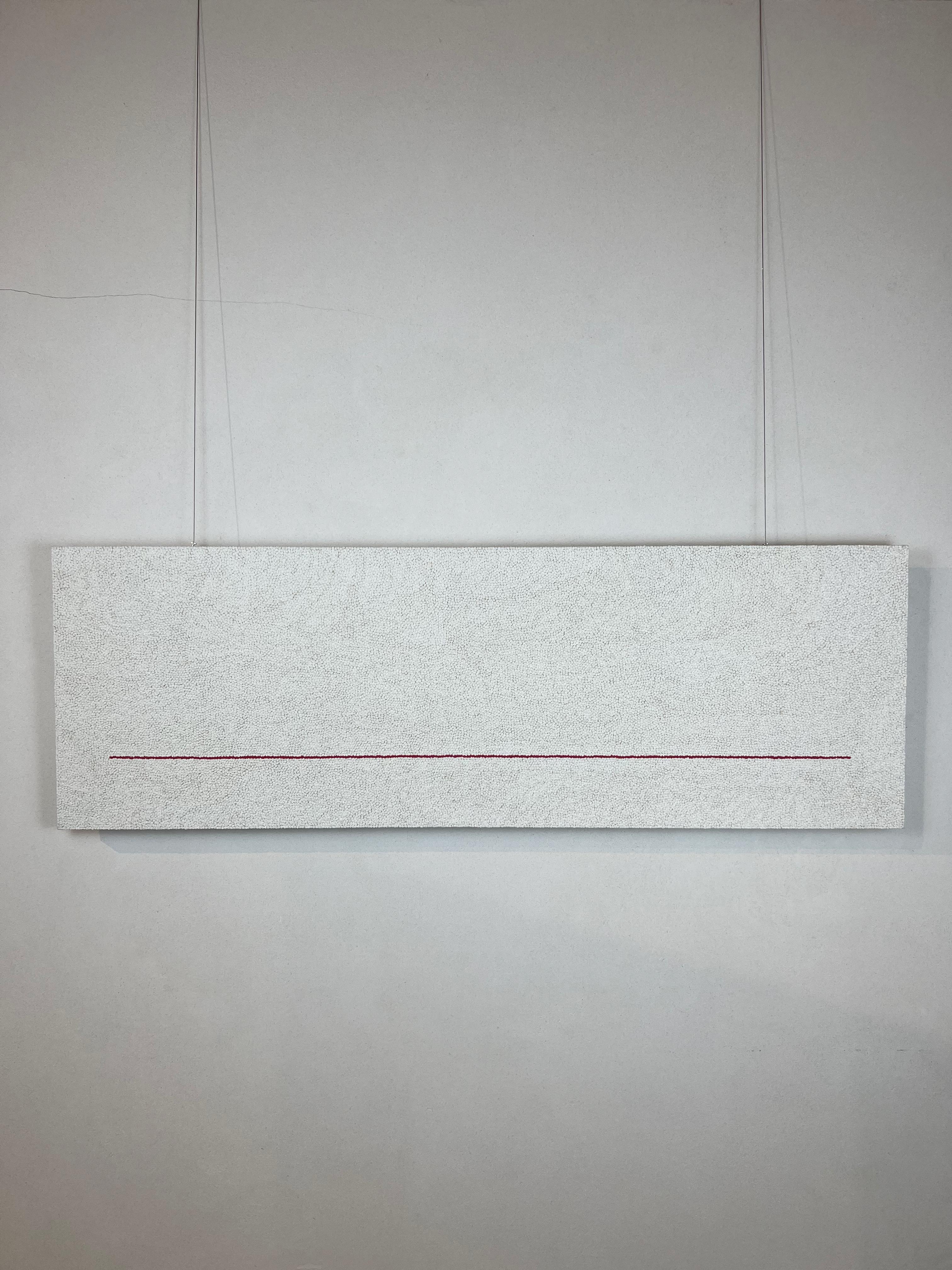 Zich voorstellen personeelszaken Schijn Peter Kramer - "The thin red line", Minimalist Cotton knots on white canvas,  150 x 50 cm For Sale at 1stDibs