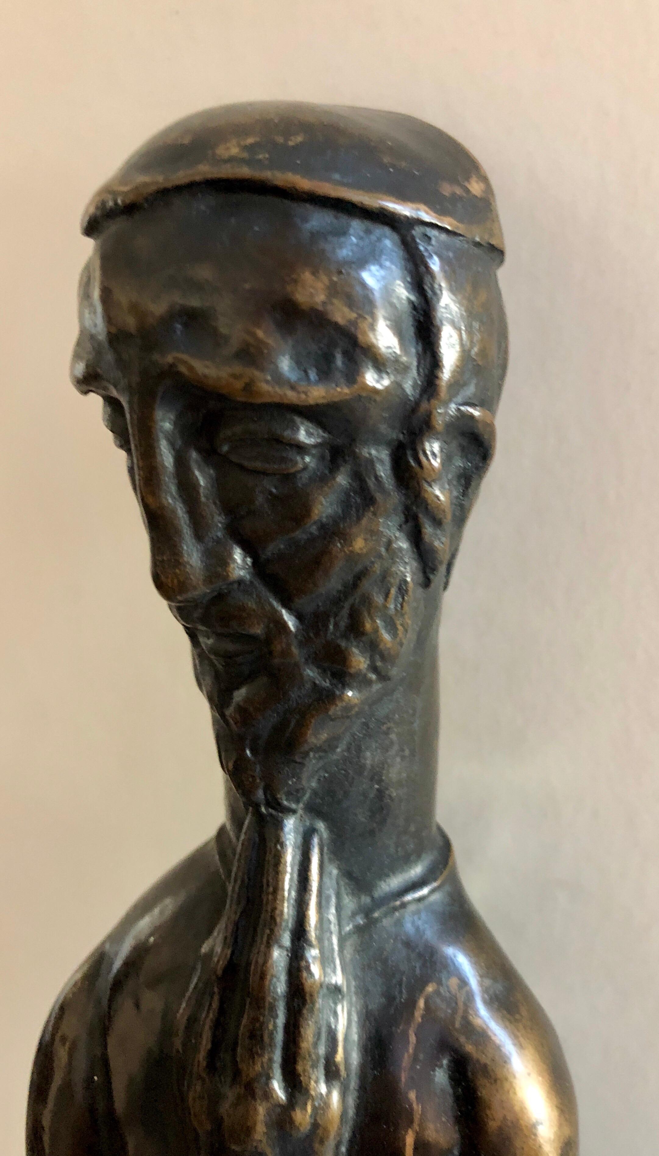 Art Deco Expressionist Bronze Judaica Rabbi Sculpture Los Angeles Modernist For Sale 12