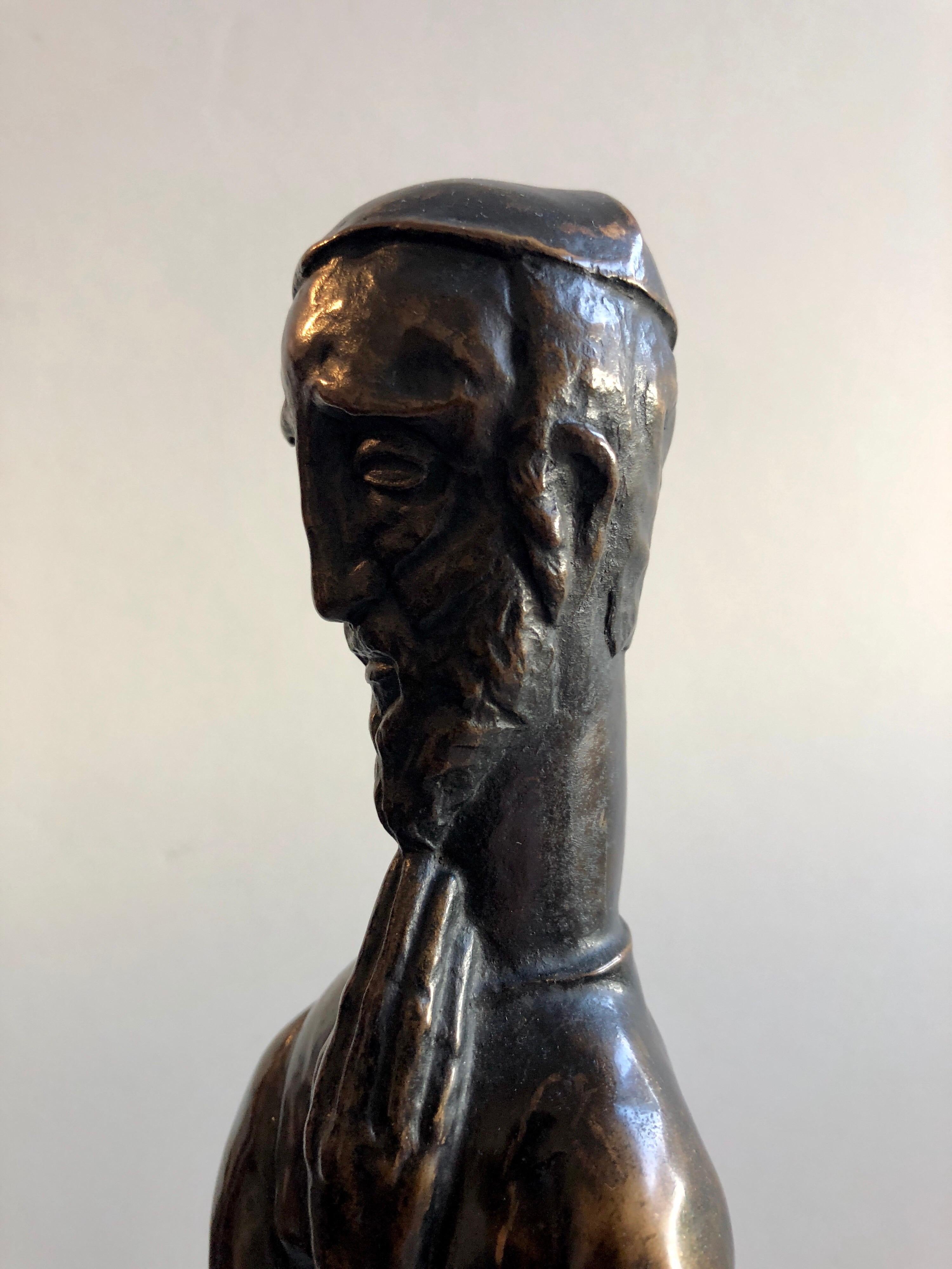 Art Deco Expressionist Bronze Judaica Rabbi Sculpture Los Angeles Modernist For Sale 1