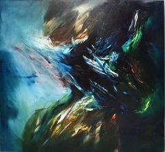 Composizione astratta in blu Pittura di grandi dimensioni