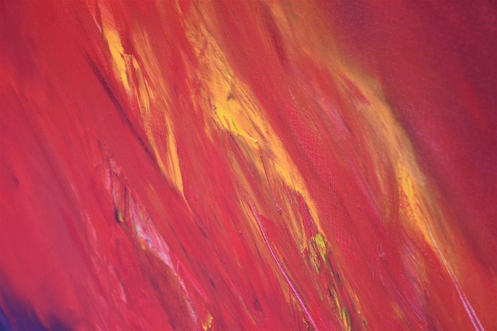  Abstrakte Komposition in Rot, großes Ölgemälde im Angebot 1