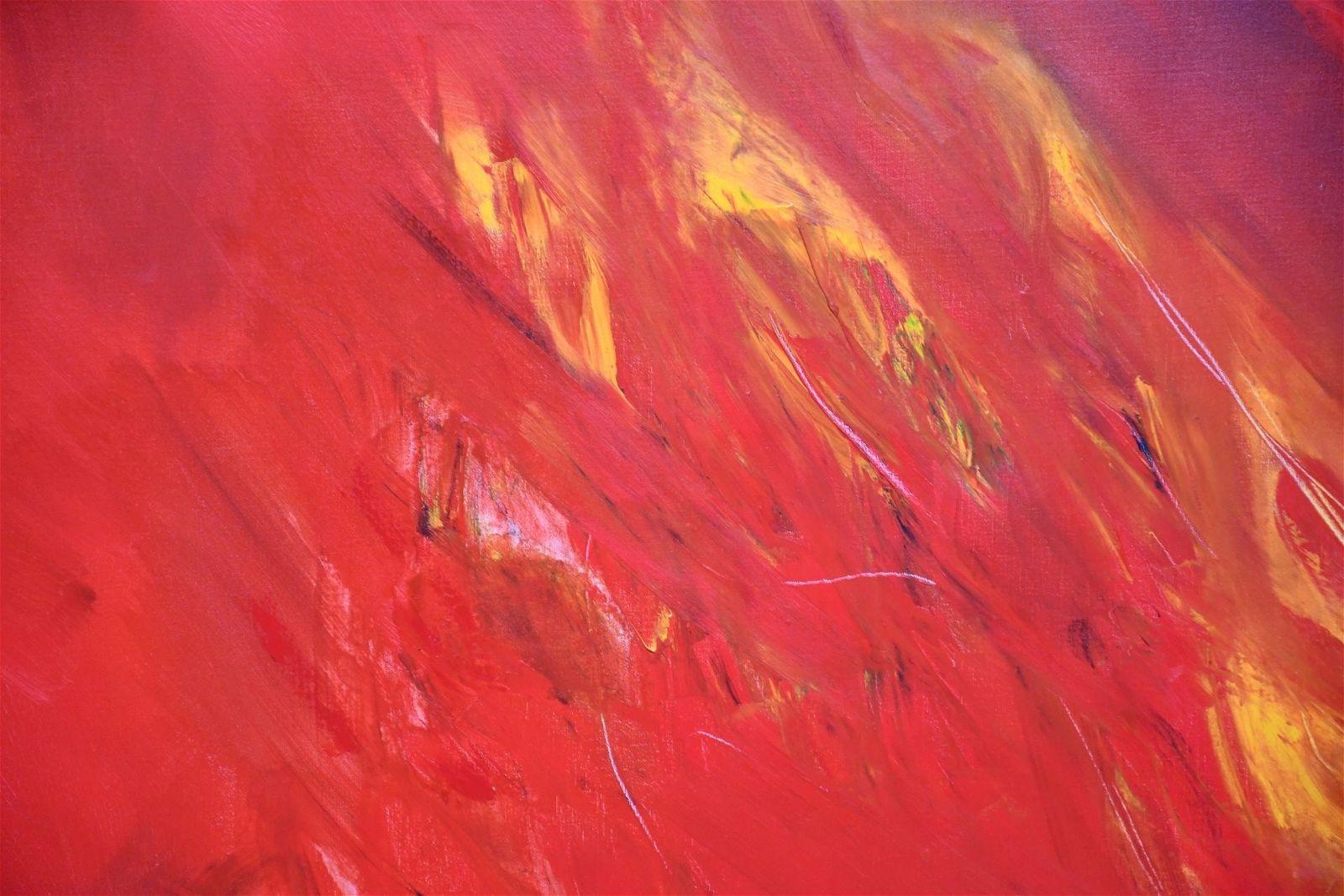  Abstrakte Komposition in Rot, großes Ölgemälde im Angebot 2