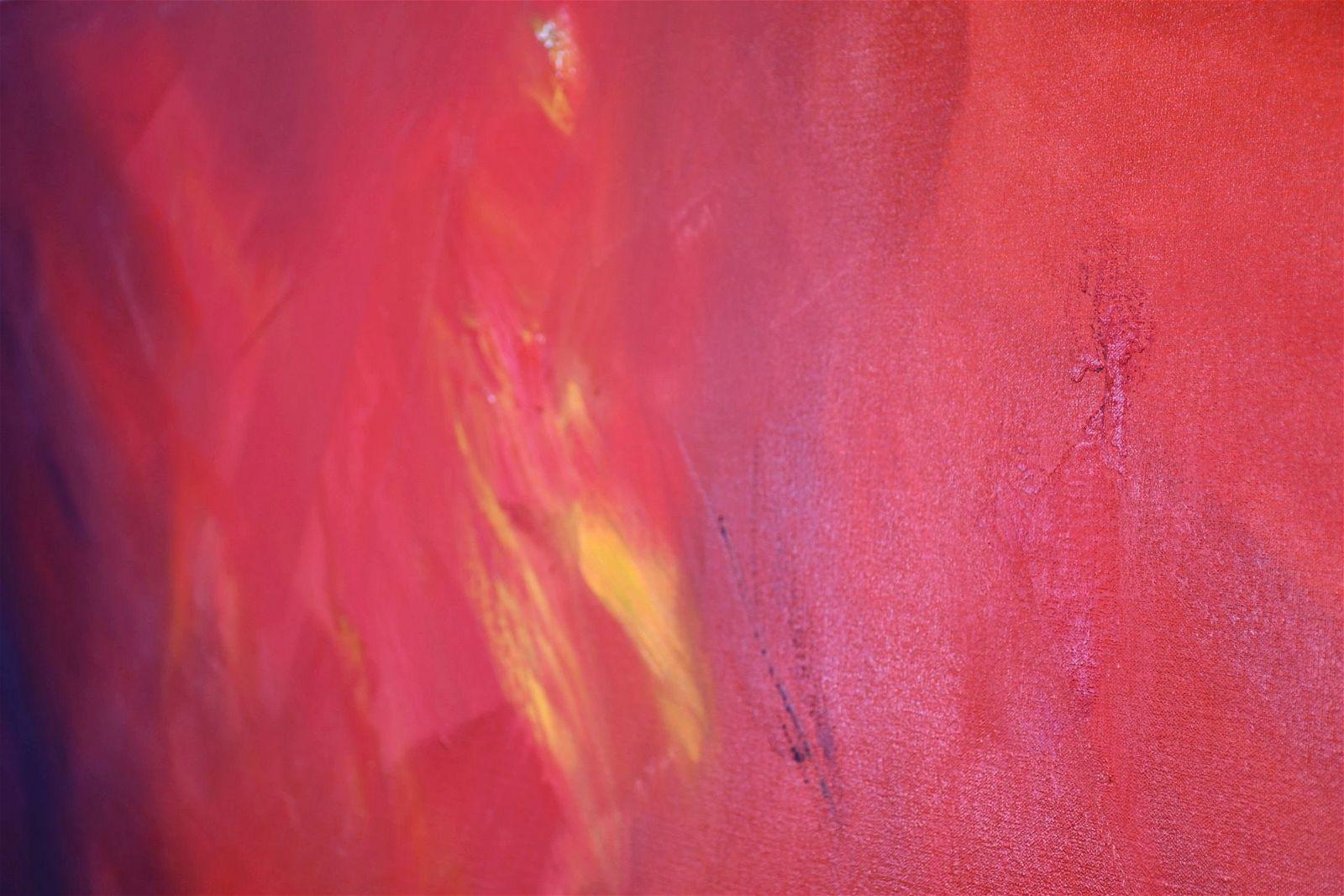  Abstract Composition In Red Large Oil Painting For Sale 4