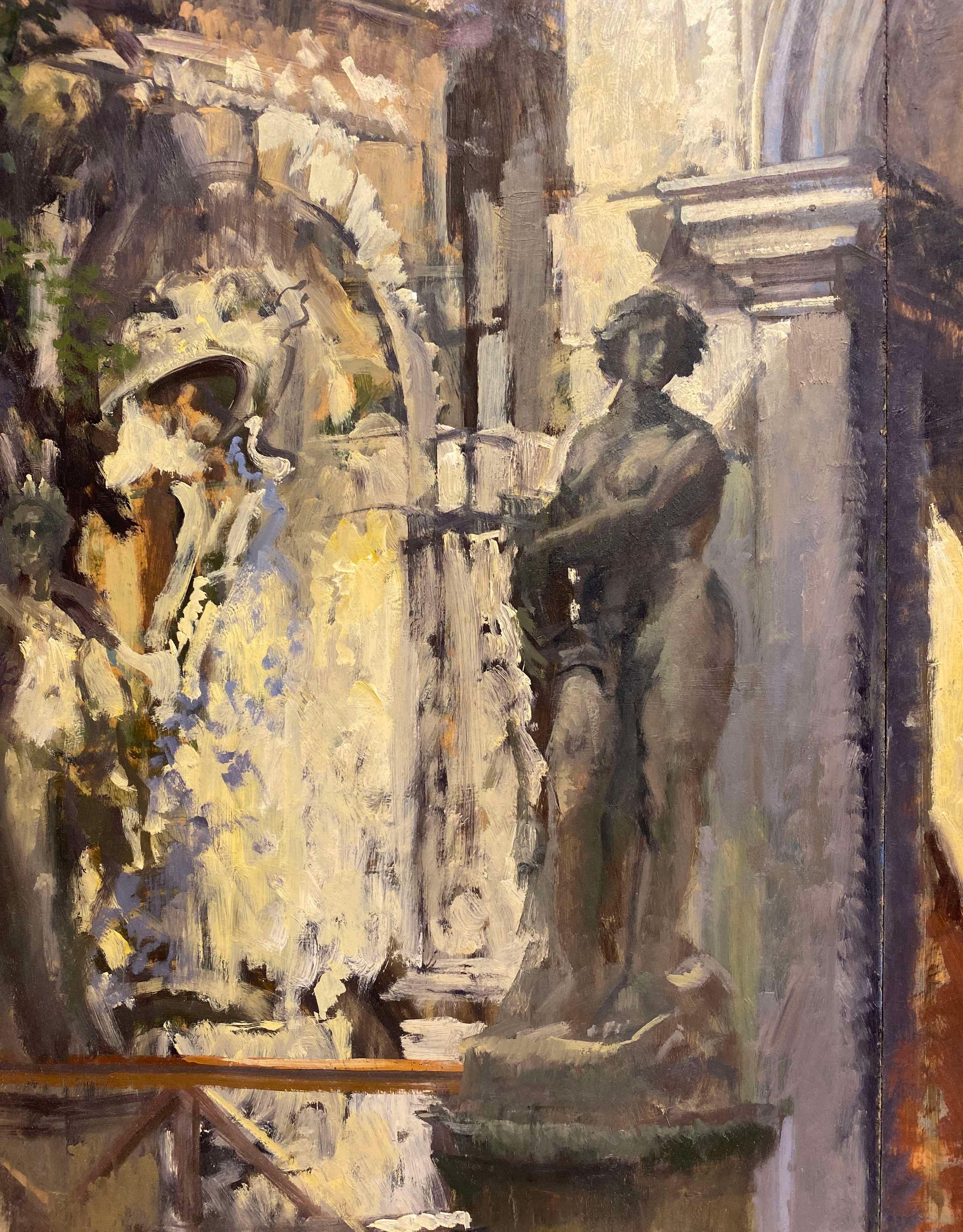 Archway and Statue, Venice - Painting by Peter Kuhfeld