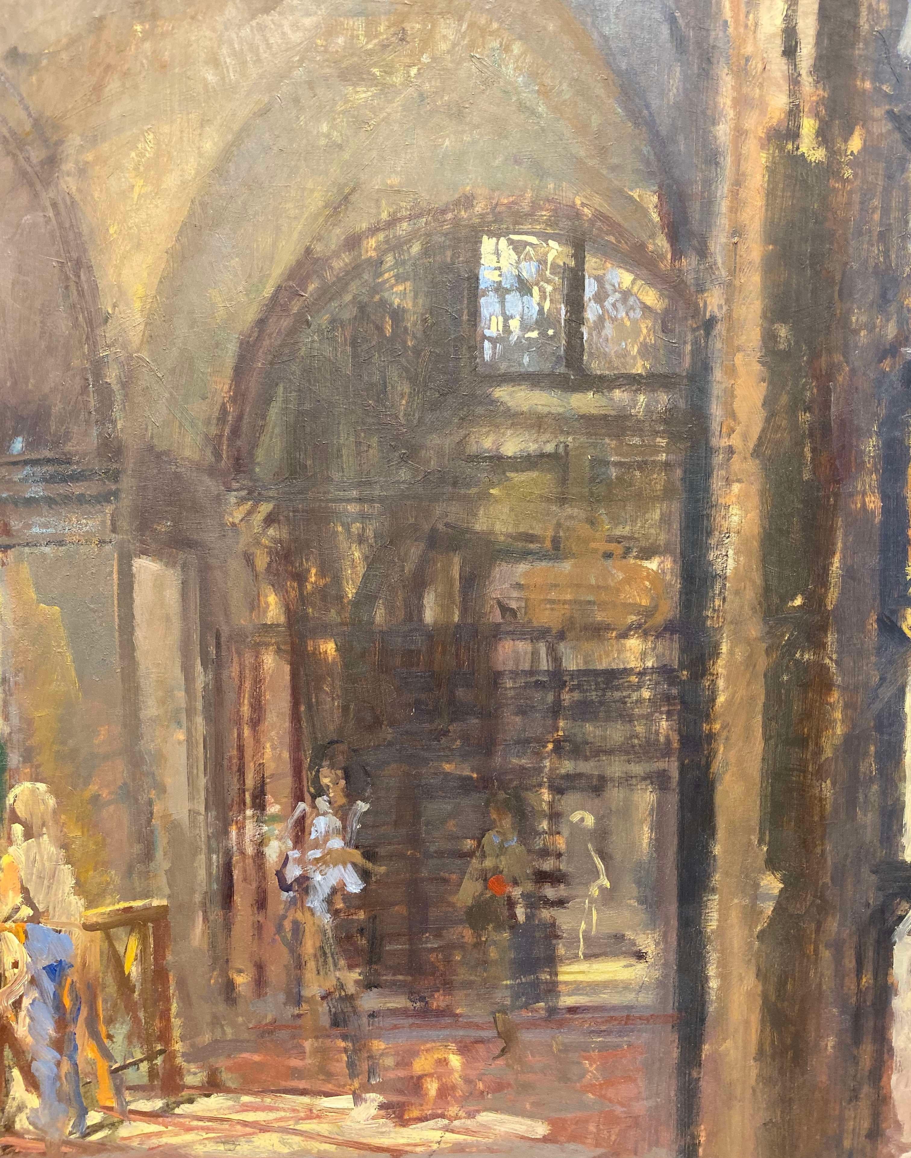 Archway and Statue, Venice - Modern Painting by Peter Kuhfeld