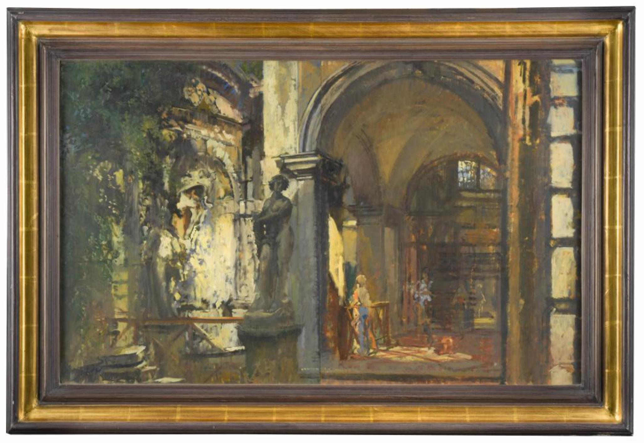 Peter Kuhfeld Interior Painting - Archway and Statue, Venice