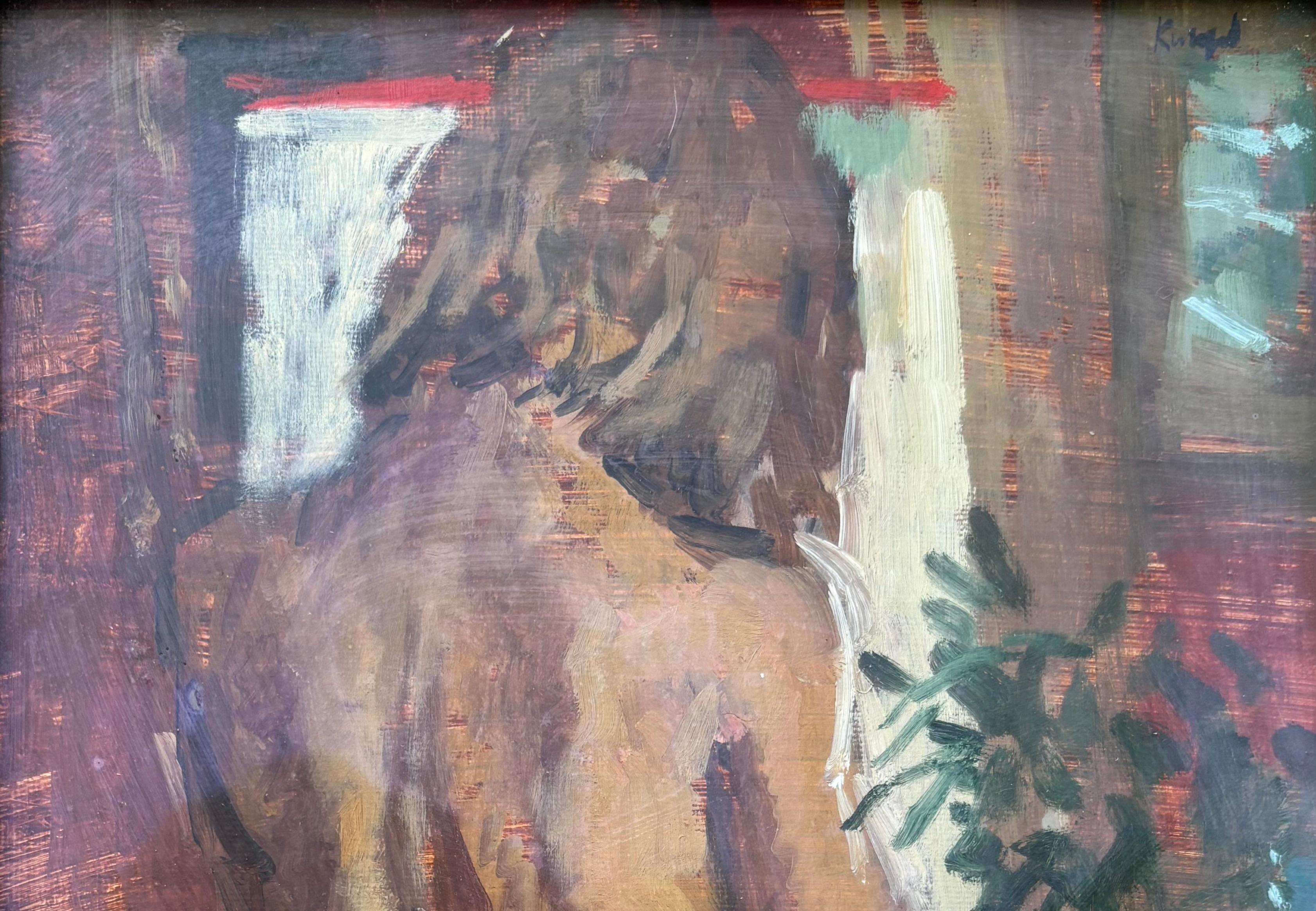BEFORE THE DRESSING TABLE..Peter Kuhfeld RP.NEAC contemporary British artist For Sale 10