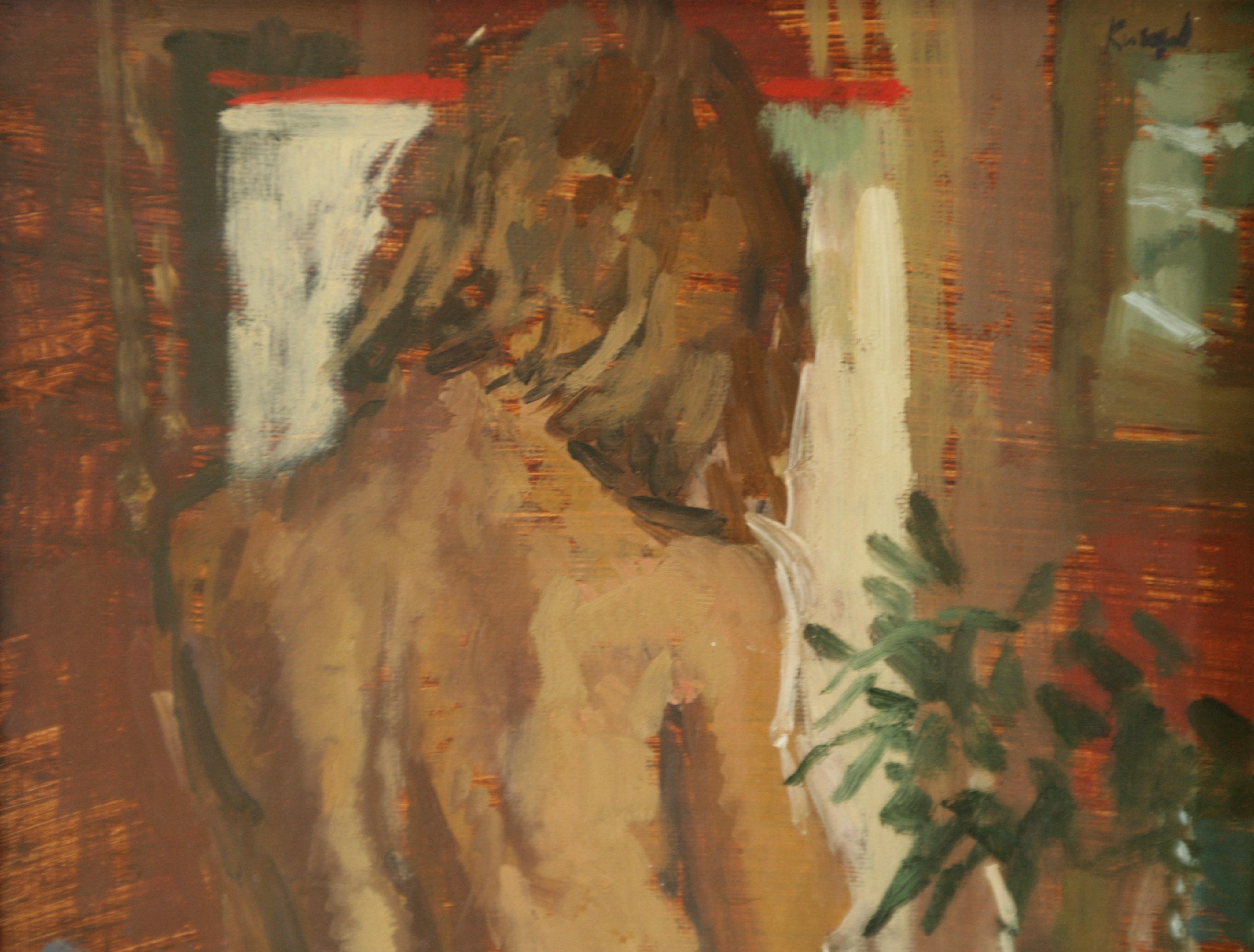 BEFORE THE DRESSING TABLE..Peter Kuhfeld RP.NEAC contemporary British artist For Sale 2