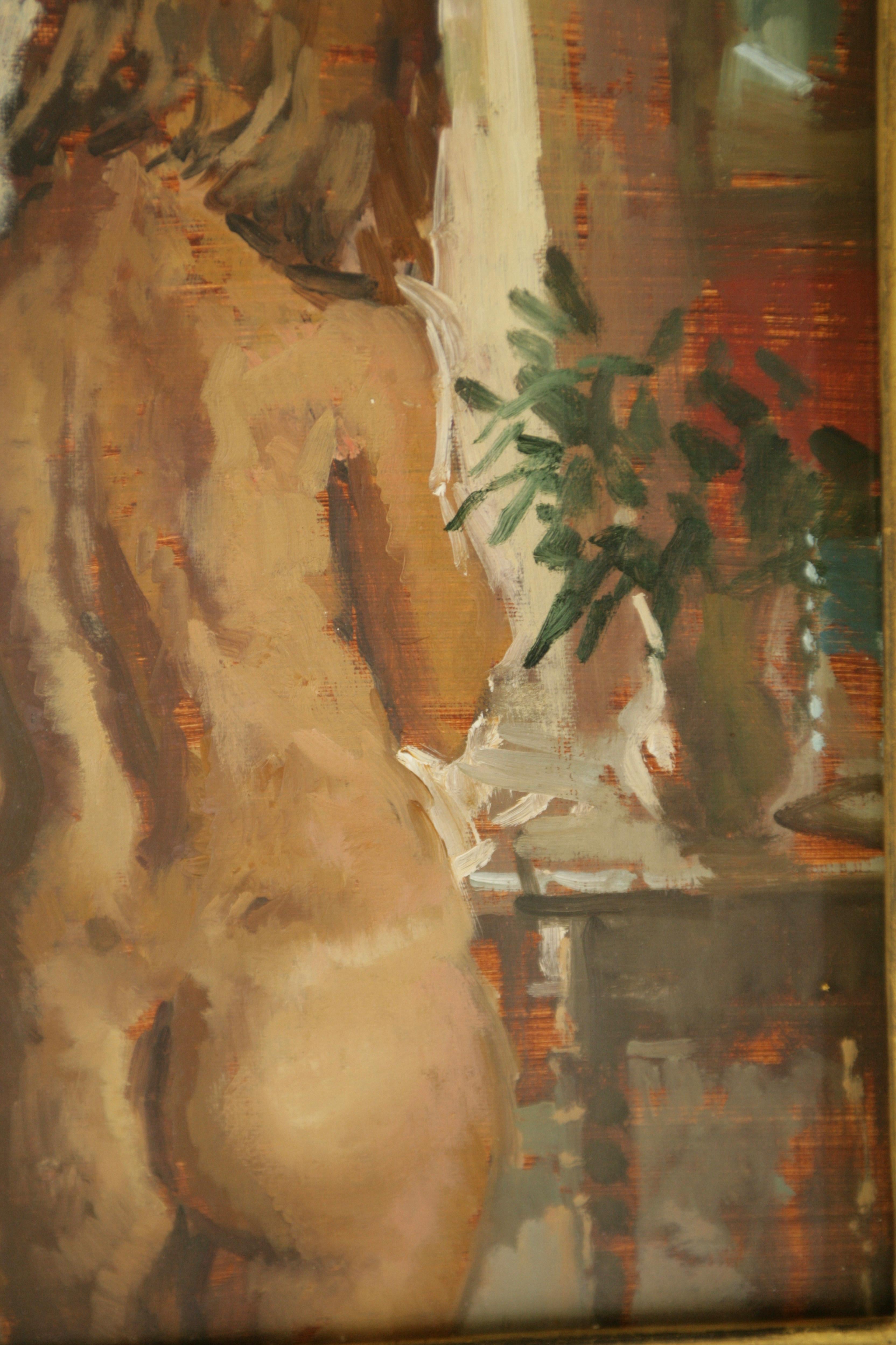 BEFORE THE DRESSING TABLE..Peter Kuhfeld RP.NEAC contemporary British artist For Sale 3