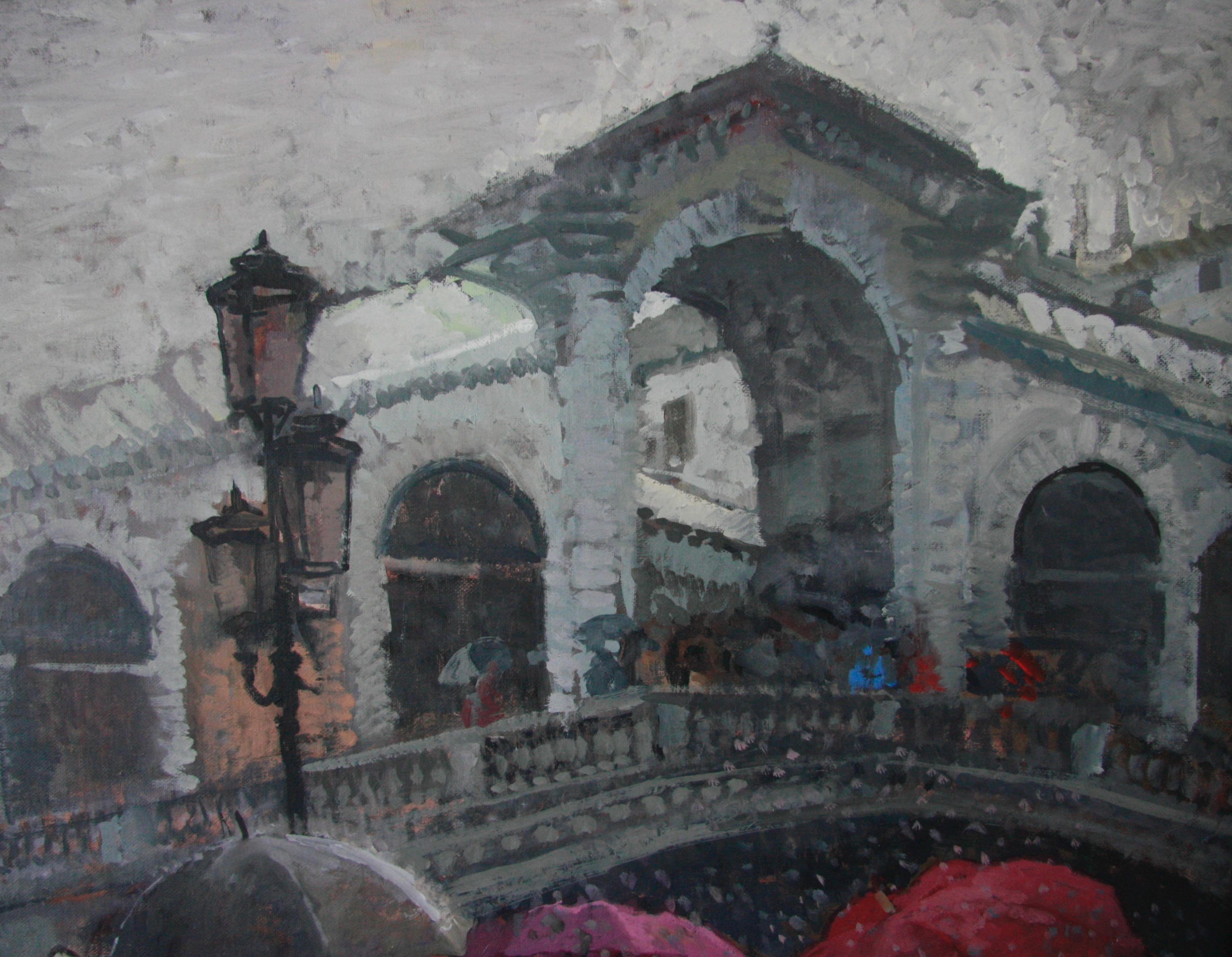 FALLING SNOW REALTO VENICE ITALY.Peter Kuhfeld.NEAC.RP contemporary British im Angebot 9