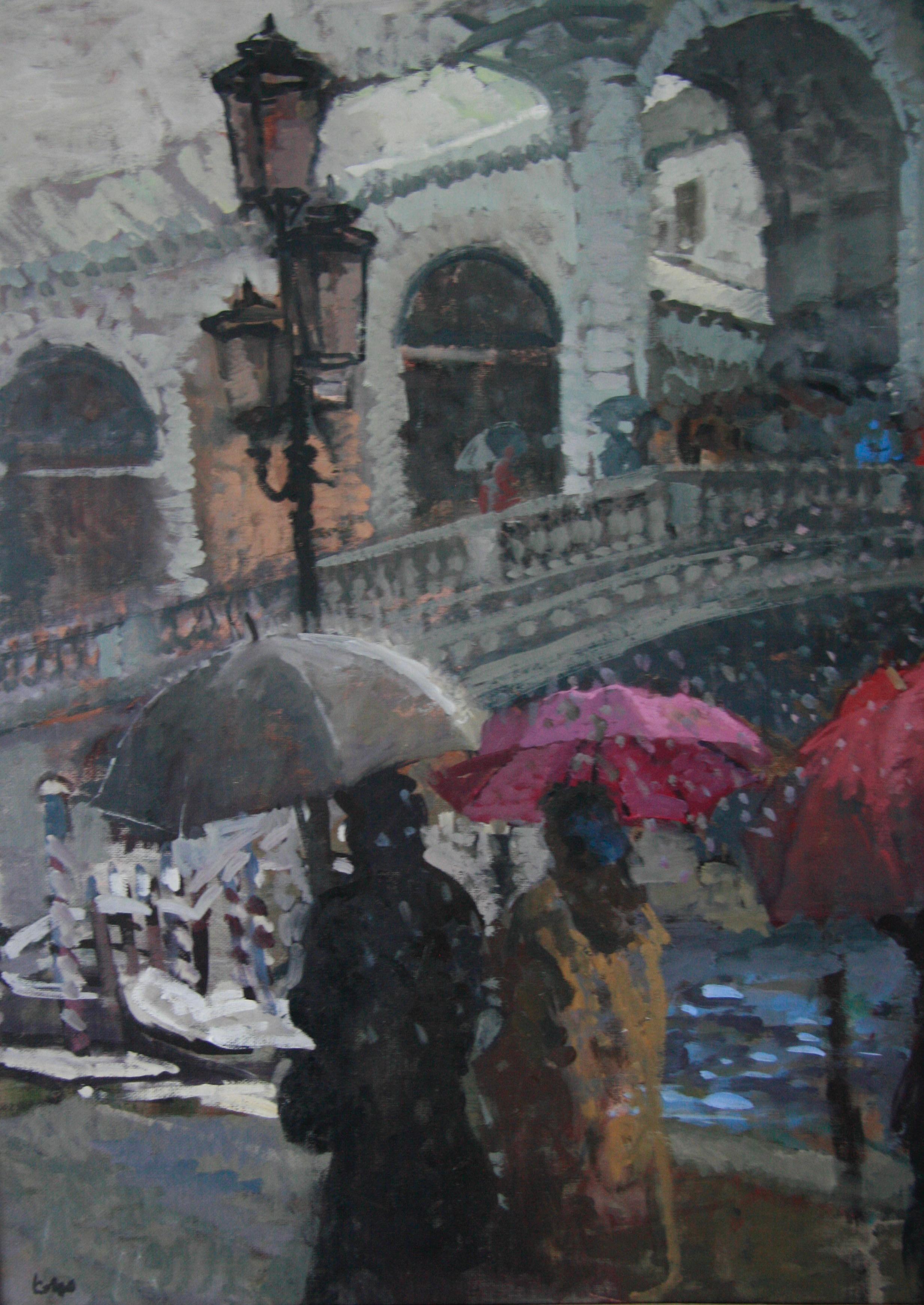 FALLING SNOW REALTO VENICE ITALY.Peter Kuhfeld.NEAC.RP contemporary British im Angebot 10