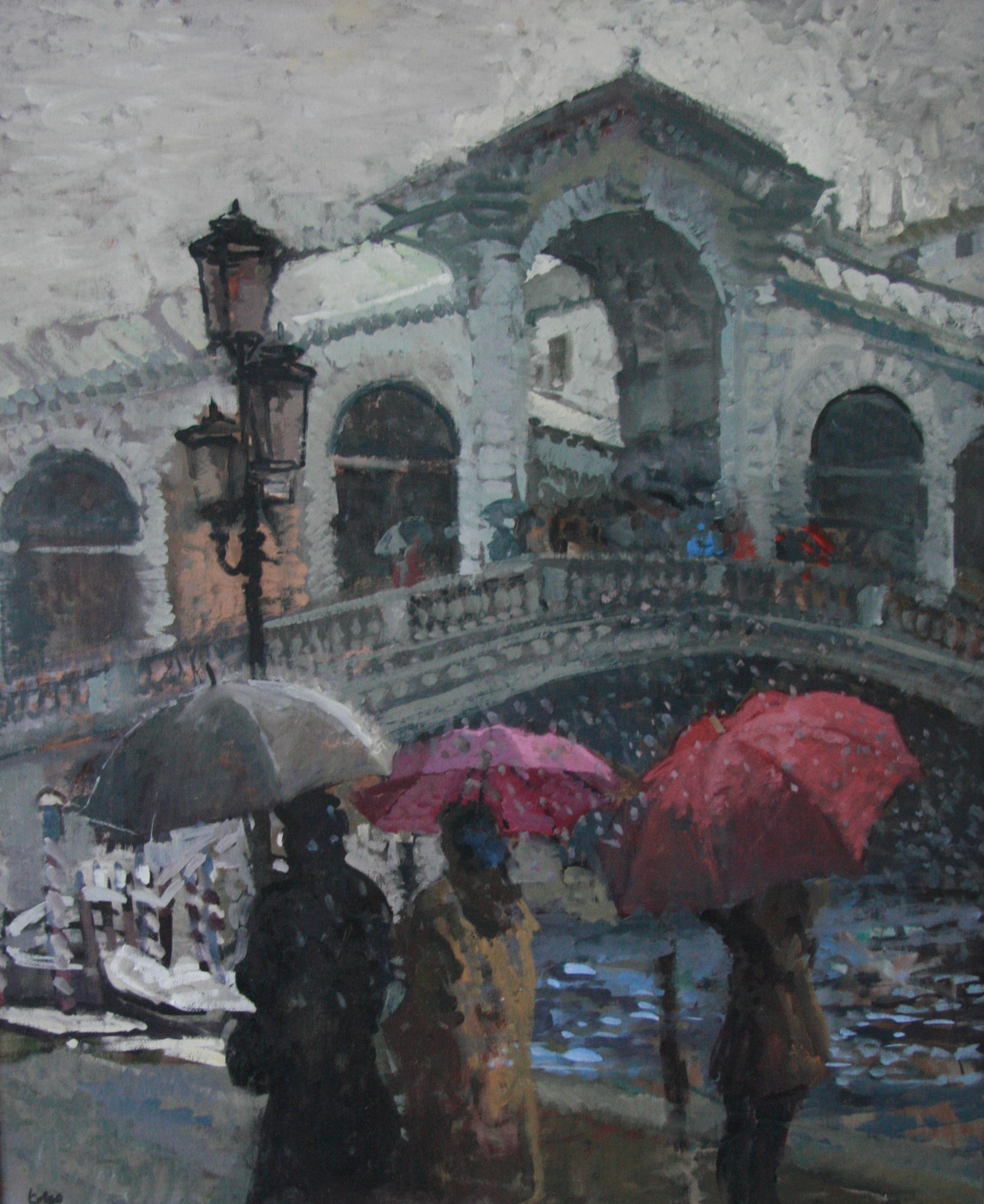 FALLING SNOW REALTO VENICE ITALY.Peter Kuhfeld.NEAC.RP contemporary British im Angebot 11