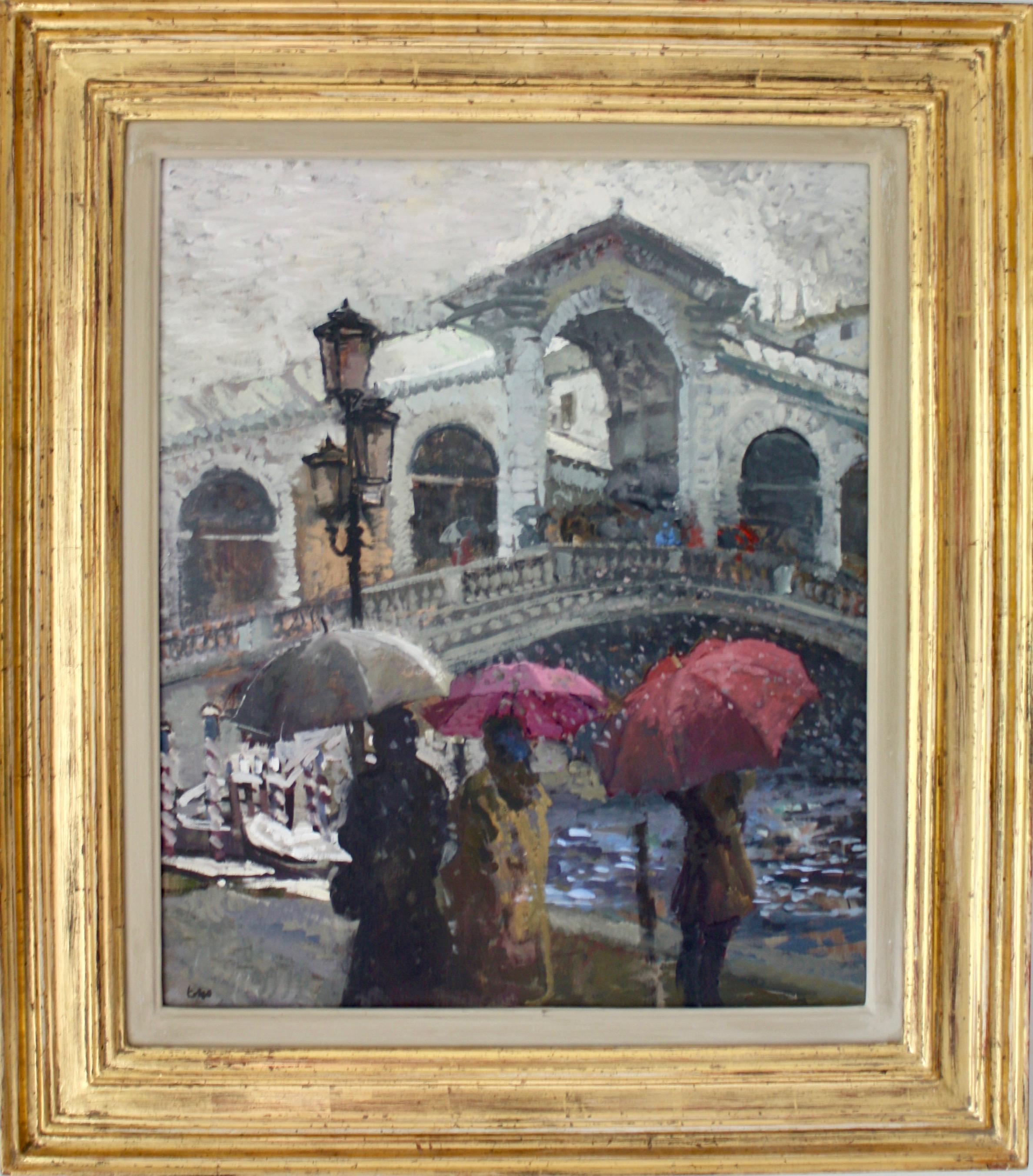 FALLING SNOW REALTO VENICE ITALY.Peter Kuhfeld.NEAC.RP contemporary British im Angebot 1