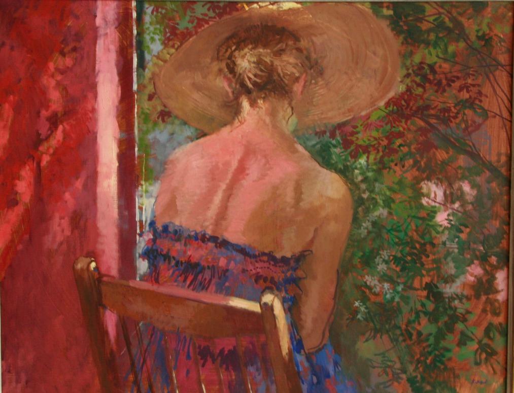 GARTENSONNE  von  PETER KUHFELD RP NEAC zeitgenössischer britischer Impressionist – Painting von Peter Kuhfeld