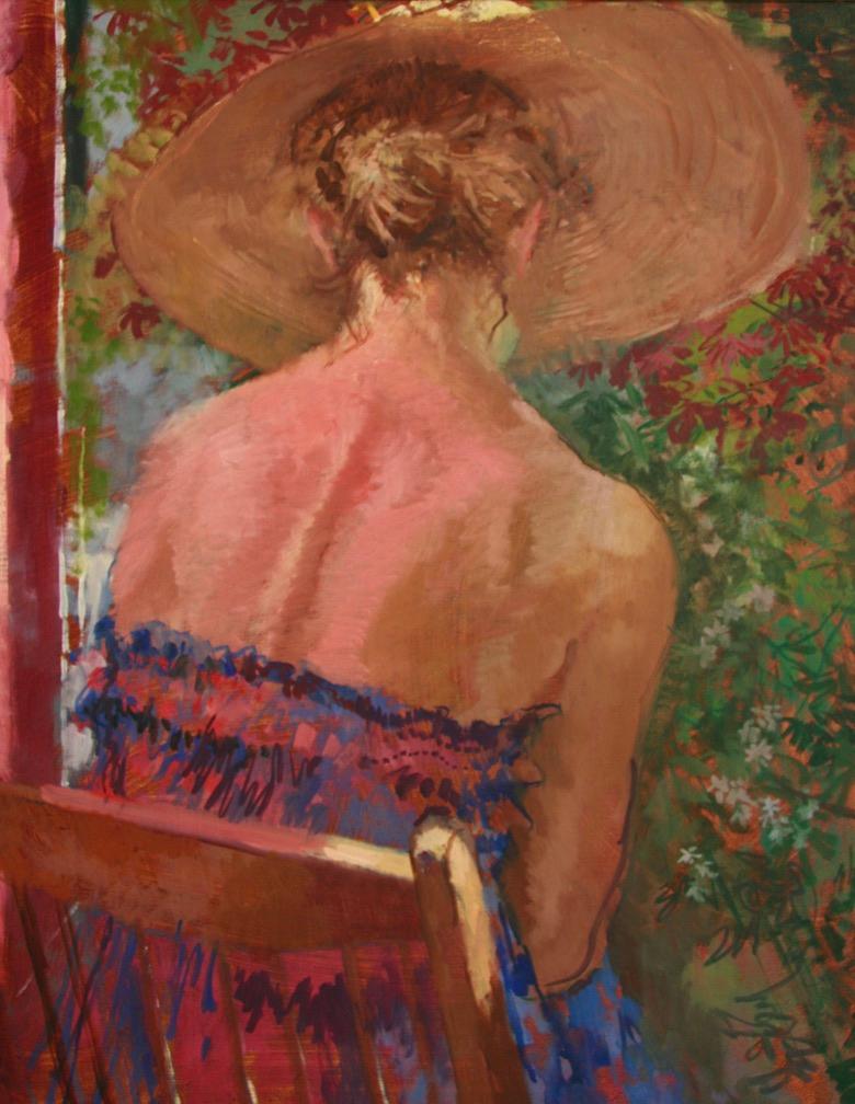 GARTENSONNE  von  PETER KUHFELD RP NEAC zeitgenössischer britischer Impressionist im Angebot 4