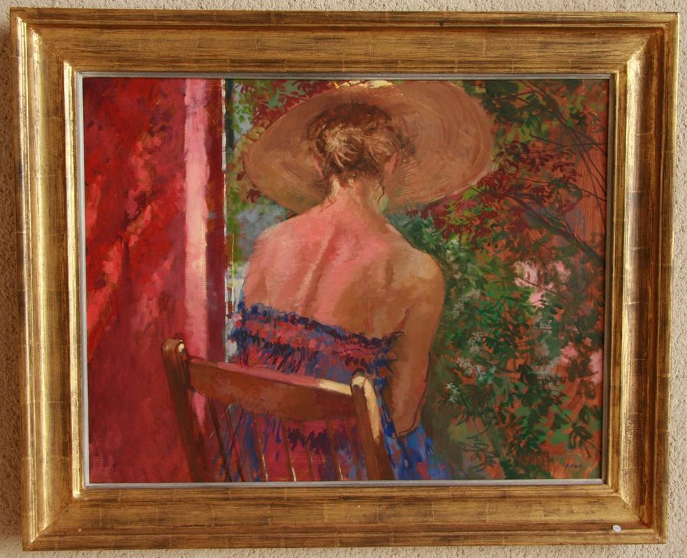 GARTENSONNE  von  PETER KUHFELD RP NEAC zeitgenössischer britischer Impressionist