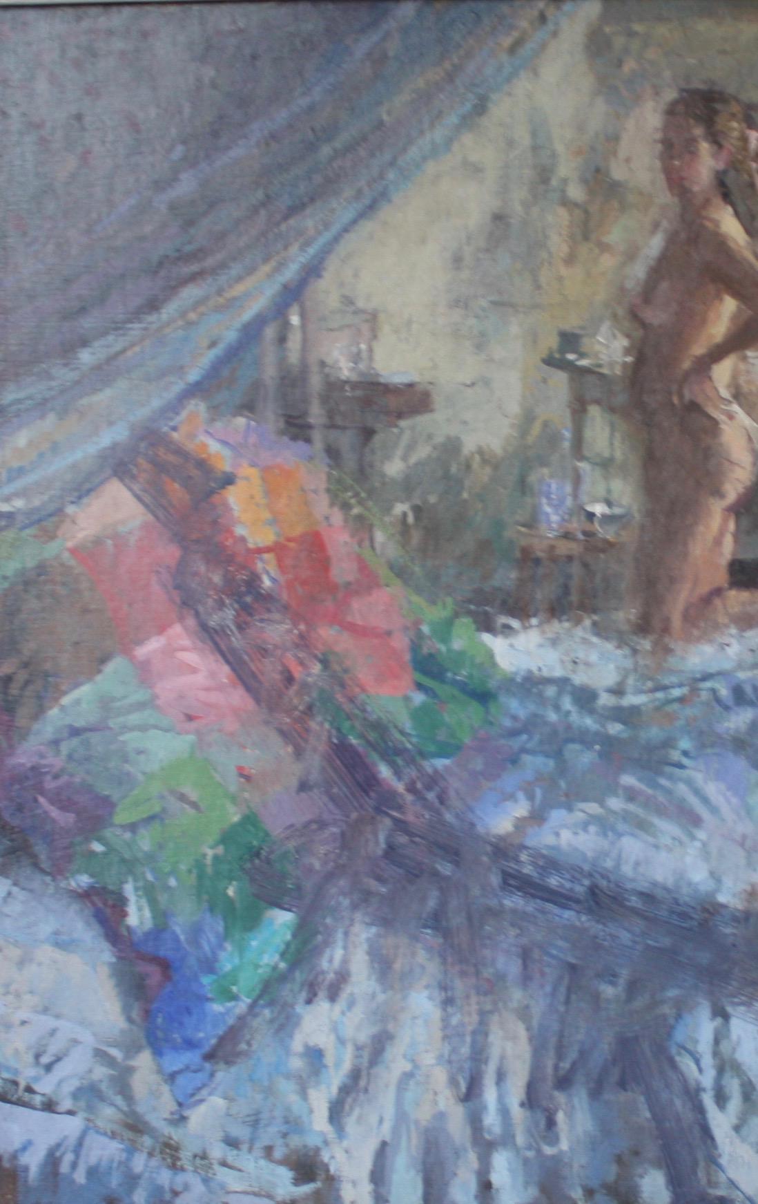 NUDE, VENICE STUDIO ITALY.. Peter Kuhfeld, zeitgenössischer britischer Künstler, um 1952 im Angebot 6