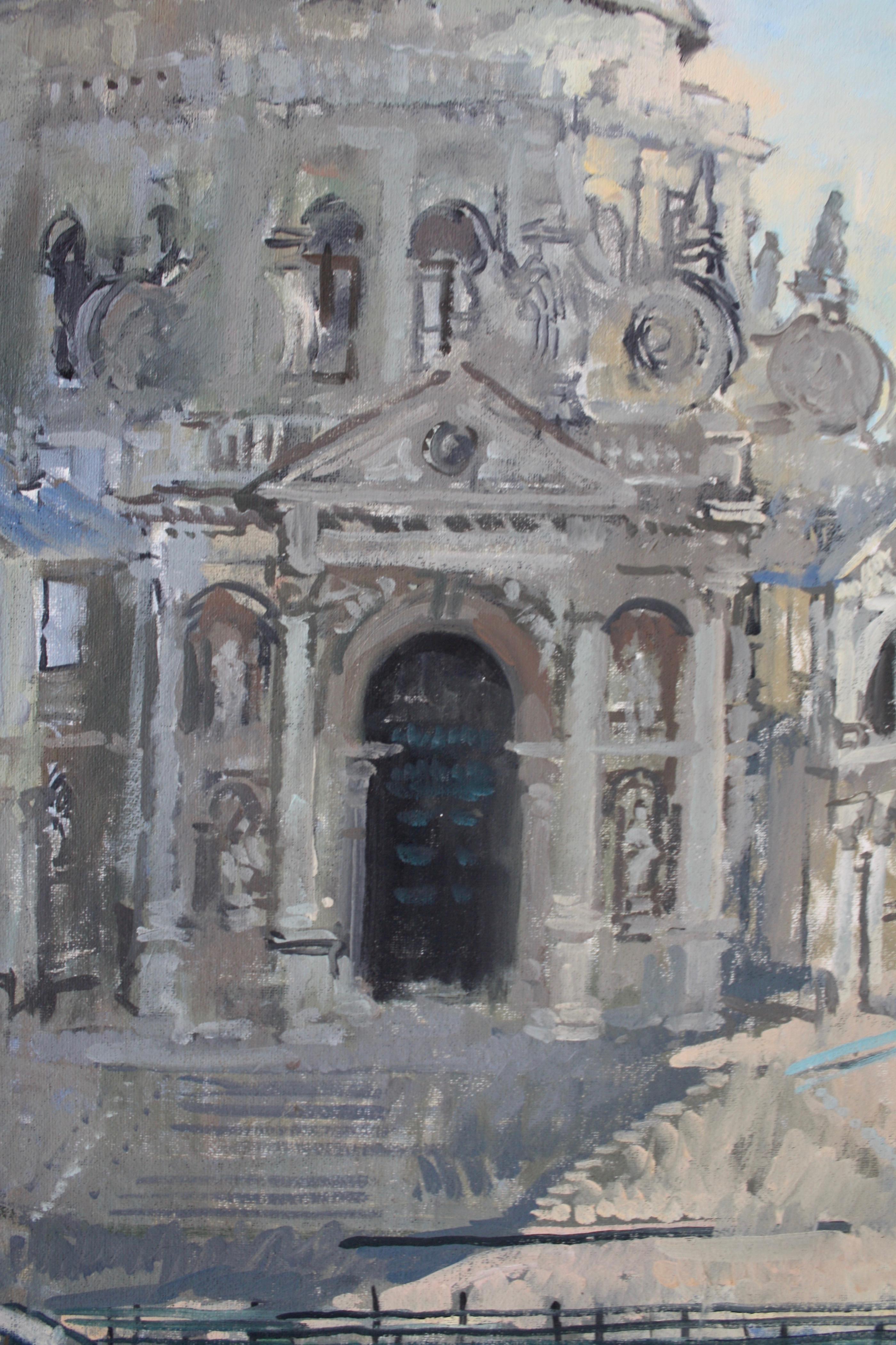 SANTA MARIA DEL SALUTE, ITALIEN (Grau), Landscape Painting, von Peter Kuhfeld