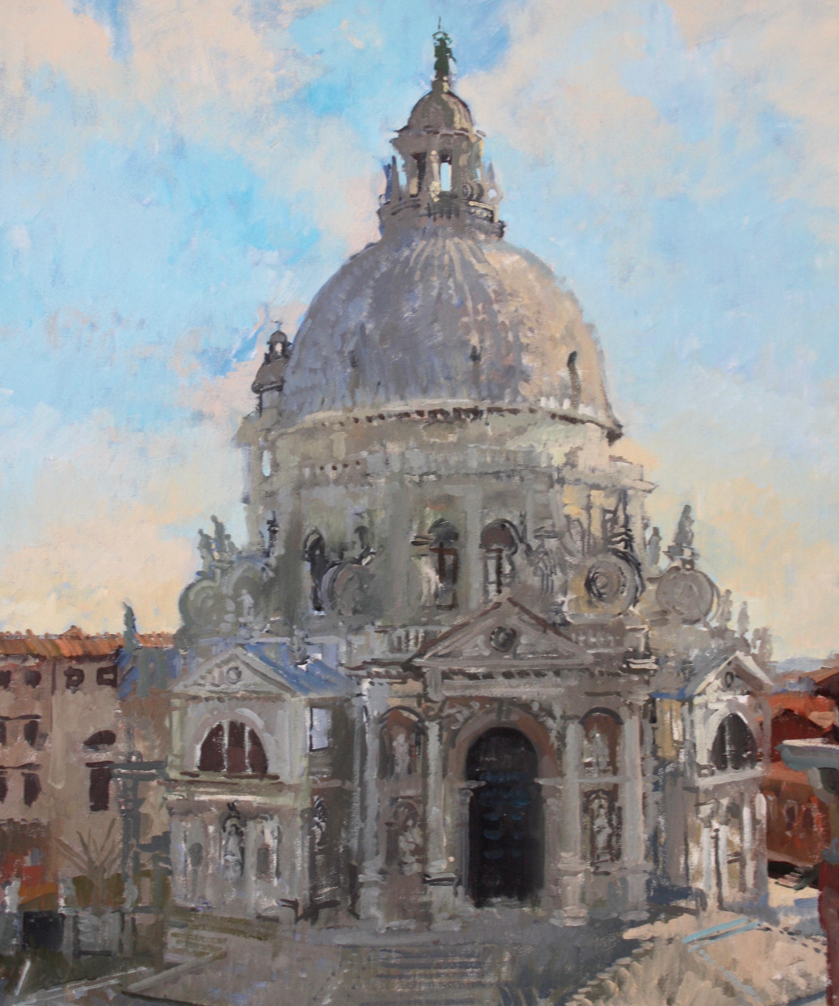 SANTA MARIA DEL SALUTE, ITALY - Brown Landscape Painting by Peter Kuhfeld