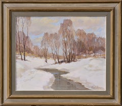 Amerikanische Winterlandschaft, Vintage, Ölgemälde eines impressionistischen Meisters, 1951