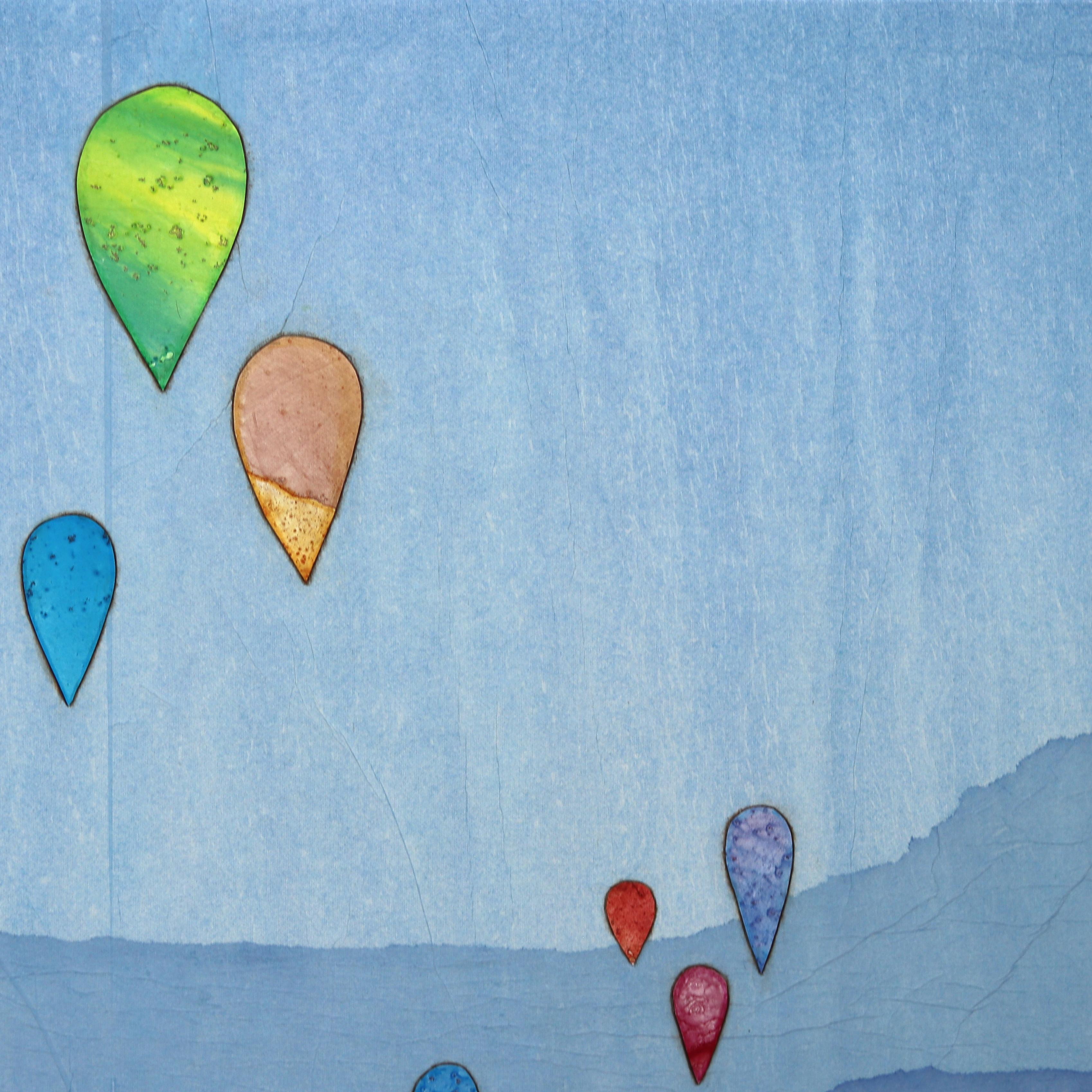 Beyond the Cerulean Skies – Großes Original Minimalistisches, farbenfrohes, farbenfrohes Kunstwerk im Angebot 1
