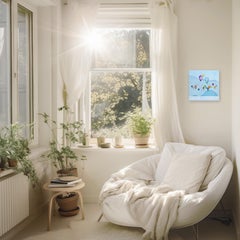 Boundless Flight II - Original Minimalist Blue Landscape Mountains Artwork