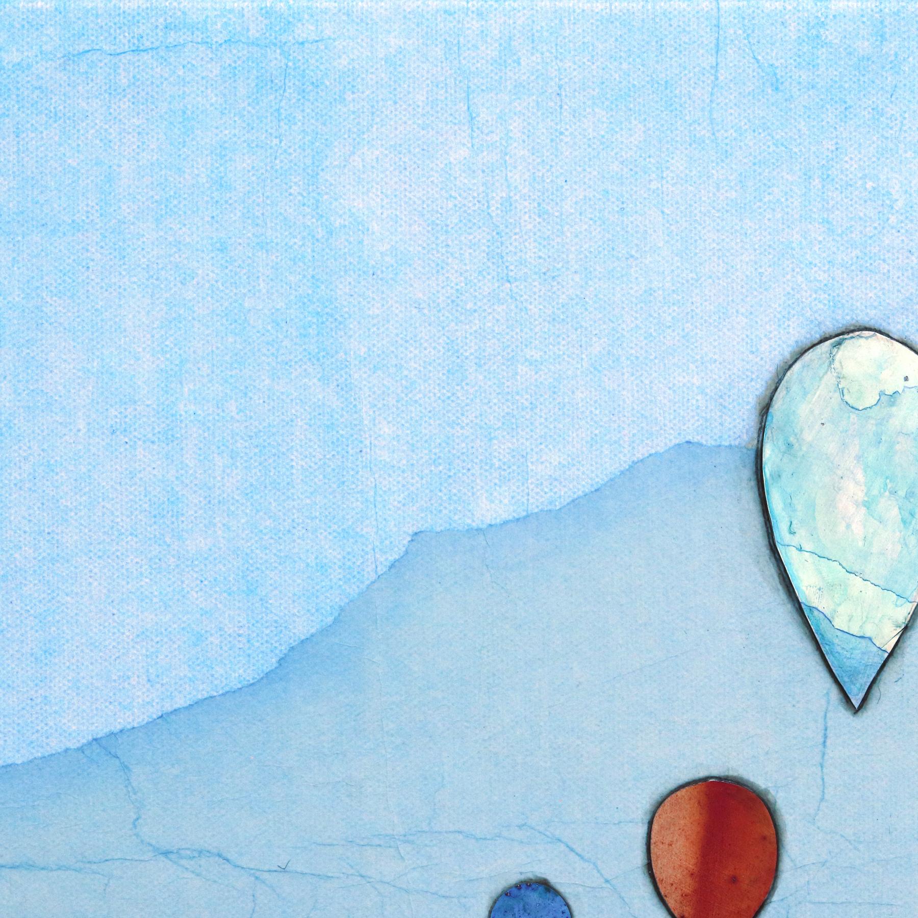 Vuelo sin Límites I - Obra de Arte Original Minimalista Paisaje Azul Montañas - Painting Contemporáneo de Peter Kuttner