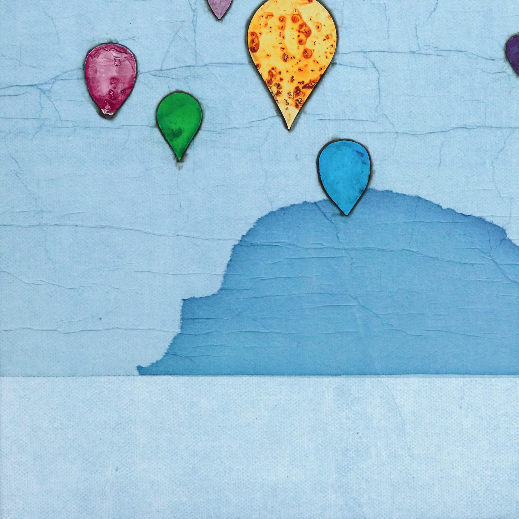 Vuelo sin Límites I - Obra de Arte Original Minimalista Paisaje Azul Montañas en venta 3
