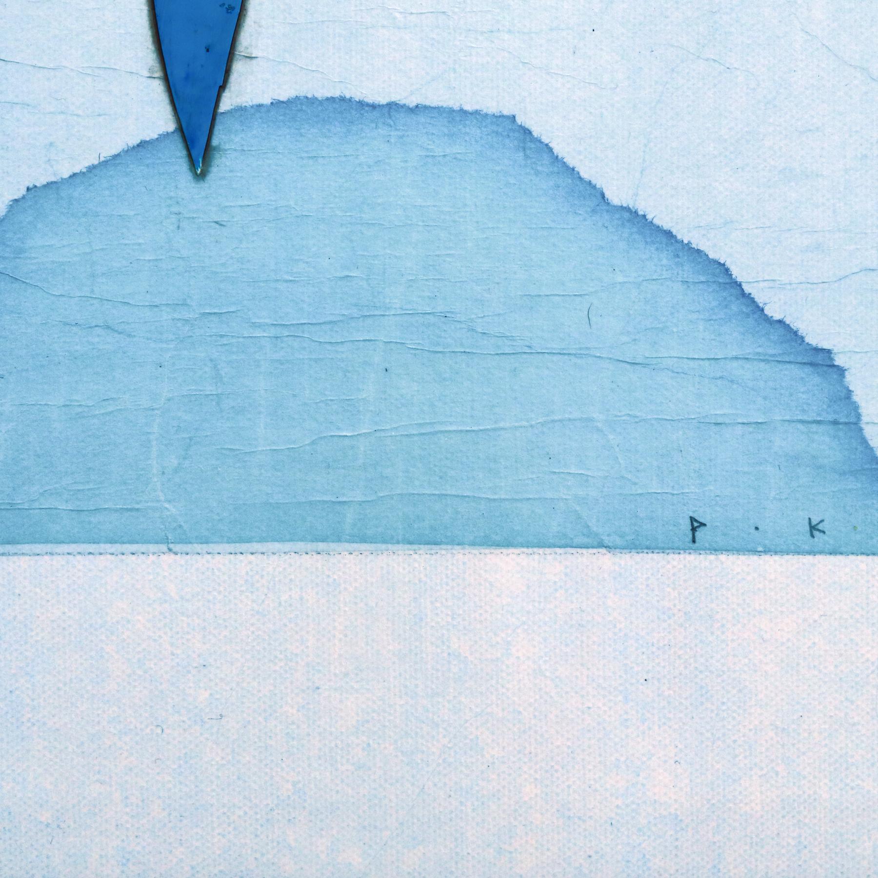 Vuelo sin Límites II - Obra de Arte Original Minimalista Paisaje Azul Montañas en venta 4