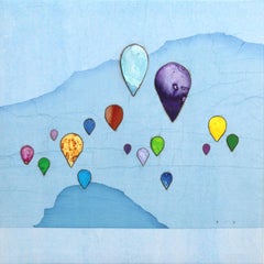 Boundless Flight I - Original Minimalist Blue Landscape Mountains Artwork