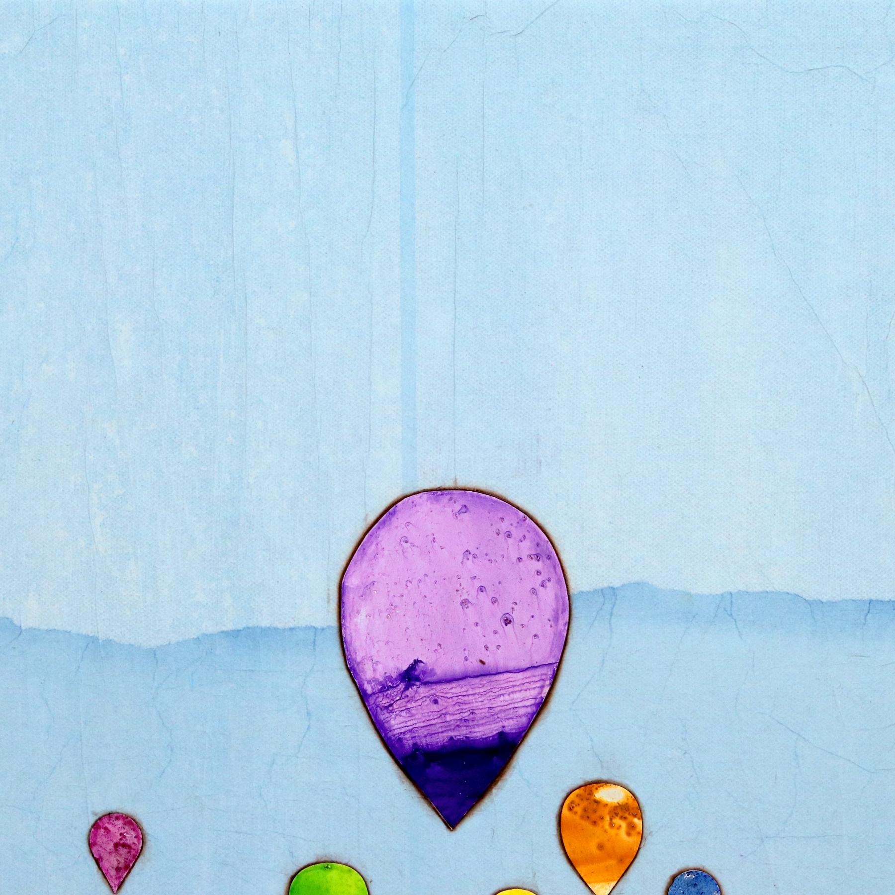 Drifting Harmony I - Obra de Arte Original Minimalista Paisaje Azul Montañas en venta 1