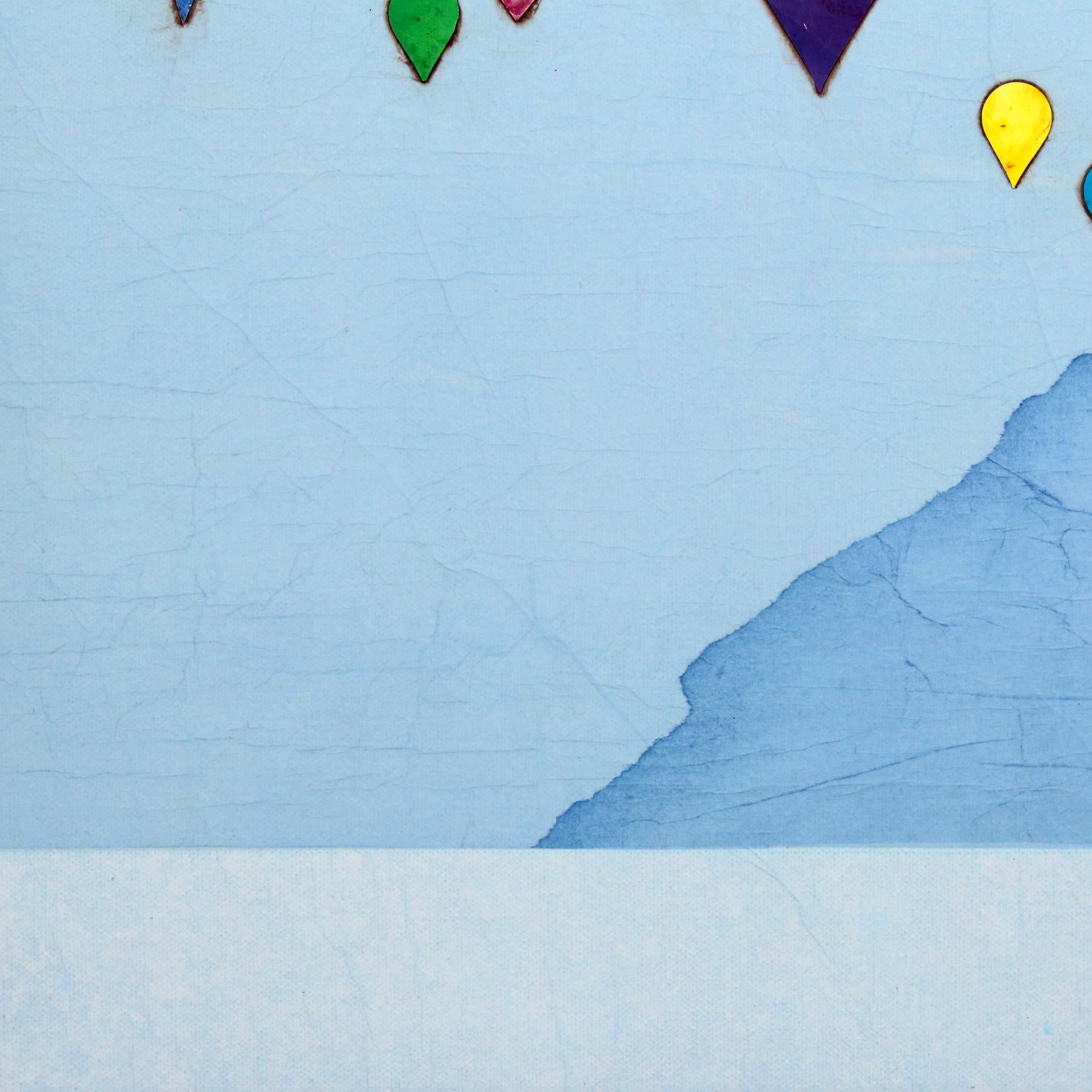 Drifting Harmony I - Obra de Arte Original Minimalista Paisaje Azul Montañas en venta 2
