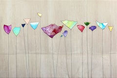 Campo de imagen II - Gran pintura original Boho Modern Minimalista Calma Floral