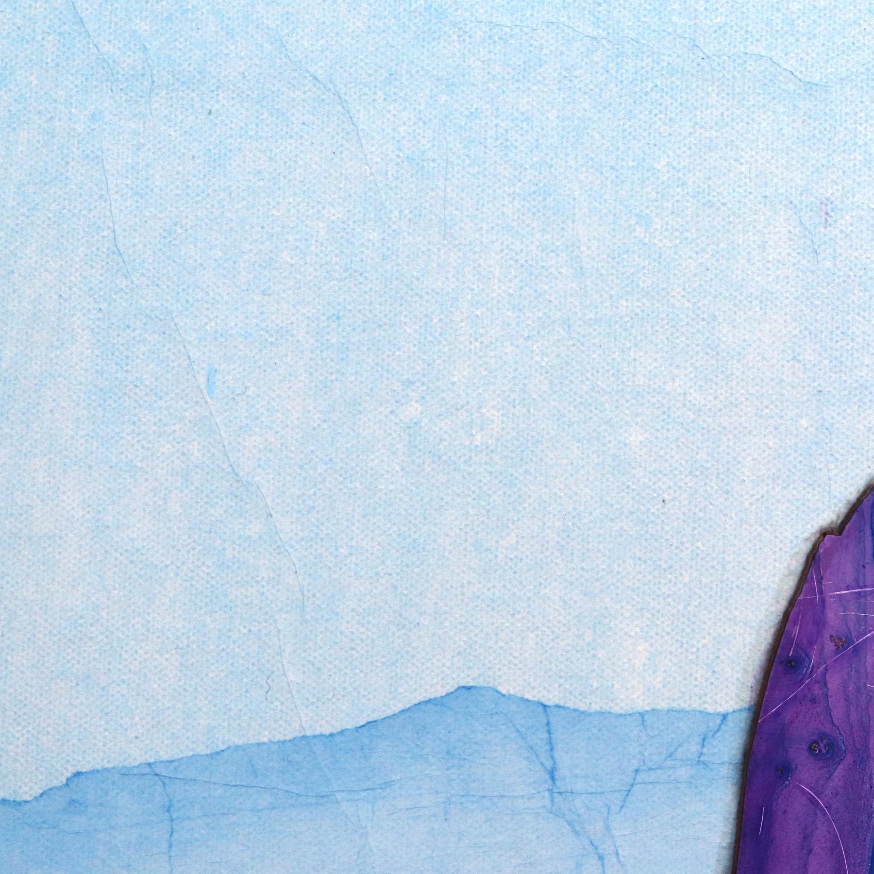 Bosque Luminoso II - Obra de Arte Original Minimalista Paisaje Azul Montañas - Painting Contemporáneo de Peter Kuttner