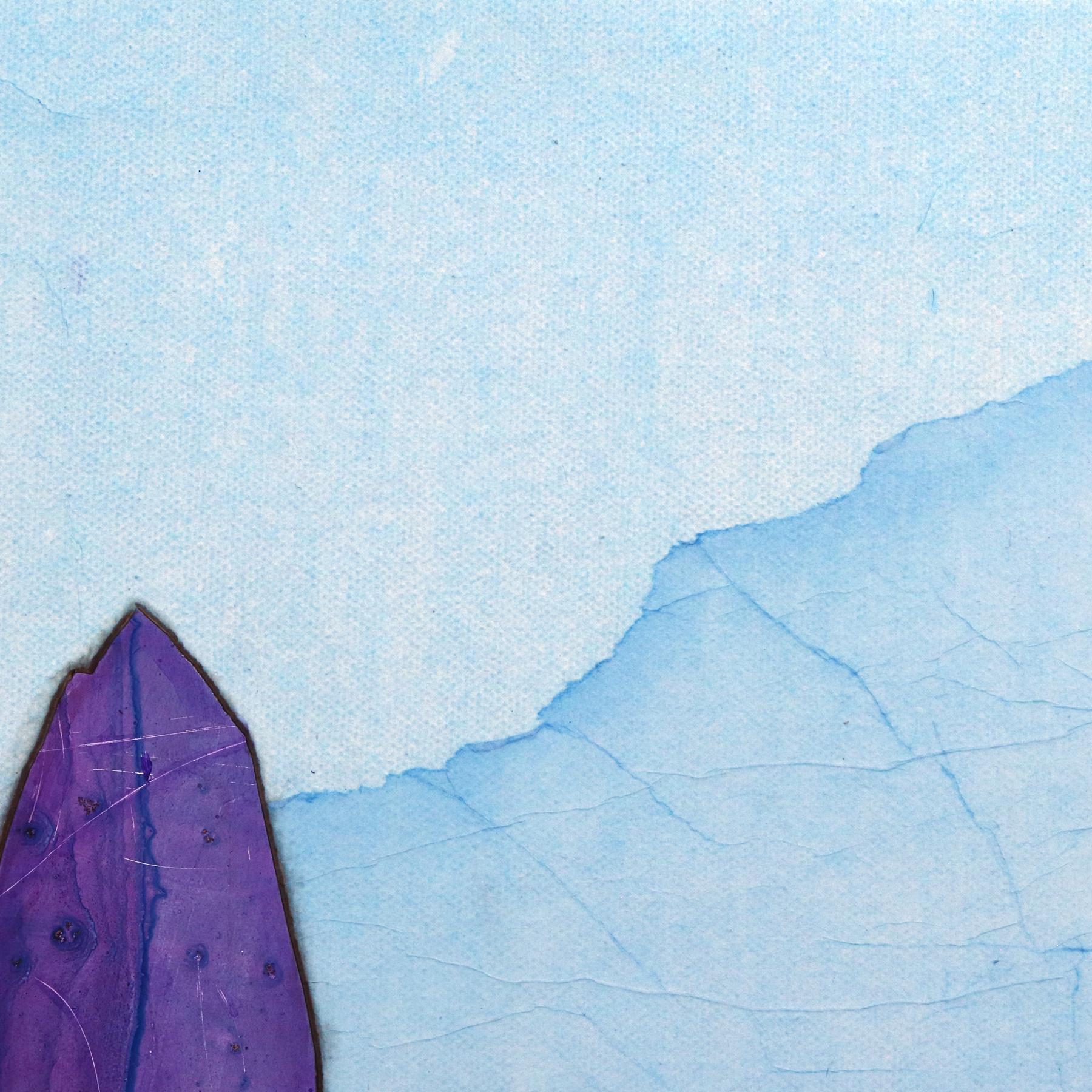 Bosque Luminoso II - Obra de Arte Original Minimalista Paisaje Azul Montañas en venta 1