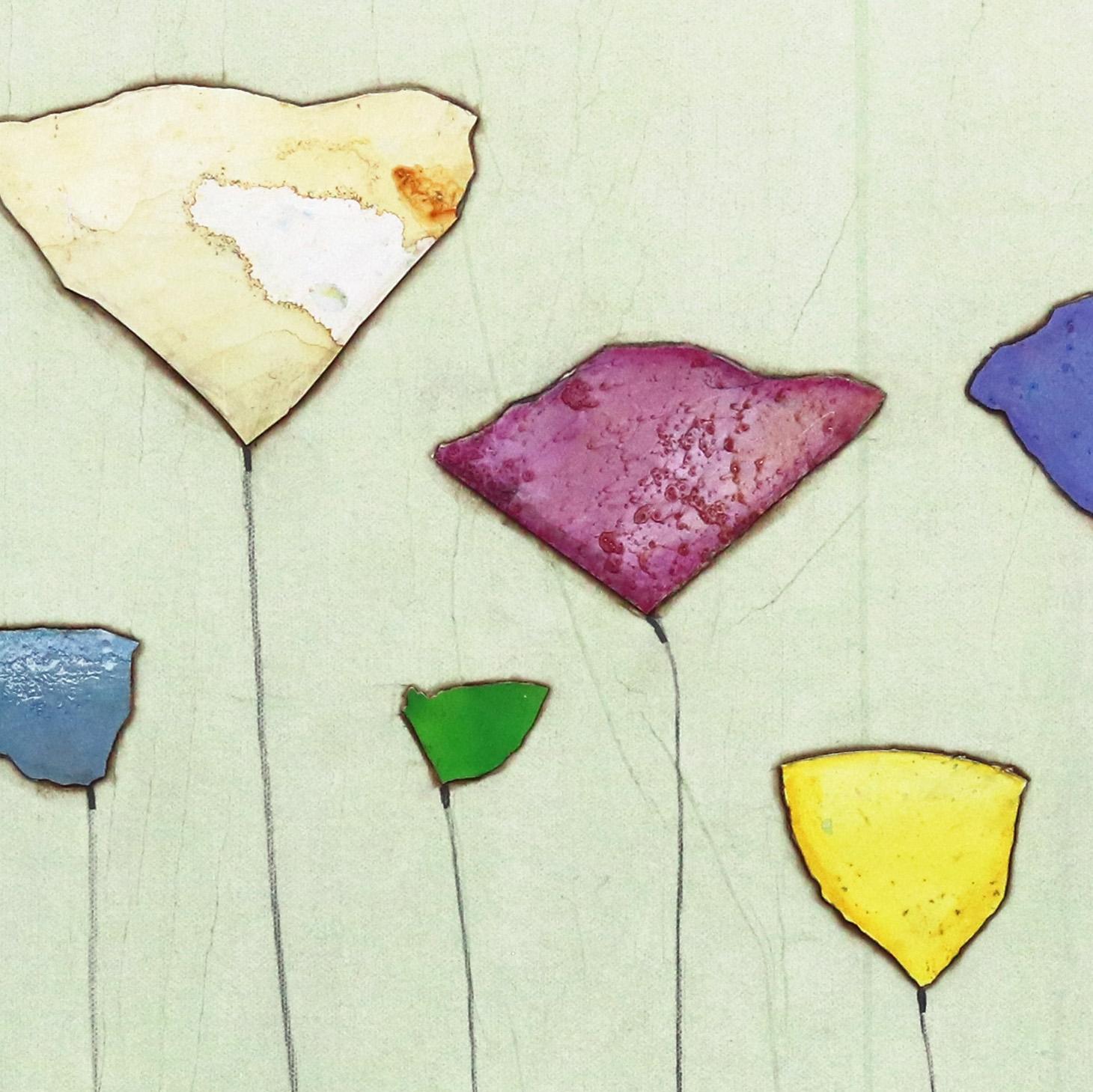The organic aesthetic and textures of Peter Kuttner’s original boho minimalist artworks are the result of patient layering and unique uses of media. Through a combination of collage and paint, Kuttner finds personal expression in the clear colors