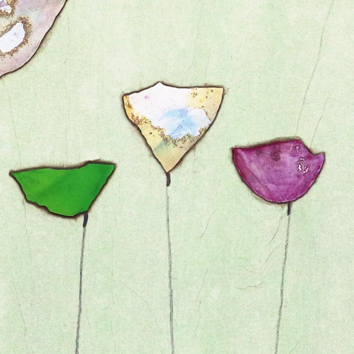 Pale Green Dream II – Original minimalistisches, farbenfrohes, geblümtes Stillleben-Kunstwerk mit Blumenmuster (Zeitgenössisch), Painting, von Peter Kuttner